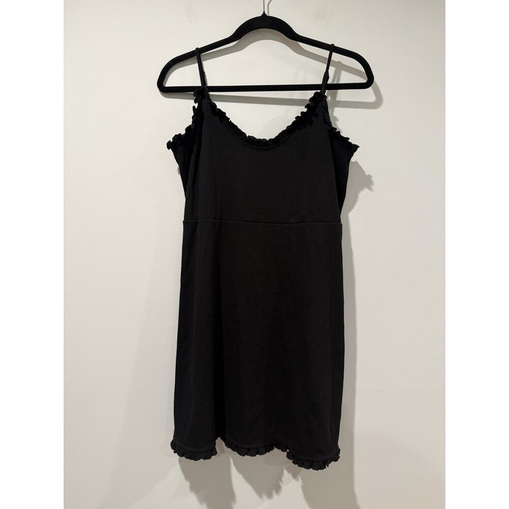 Future Collective Alani Noelle Tank Dress Large Black Stretch Ruffle Minimal